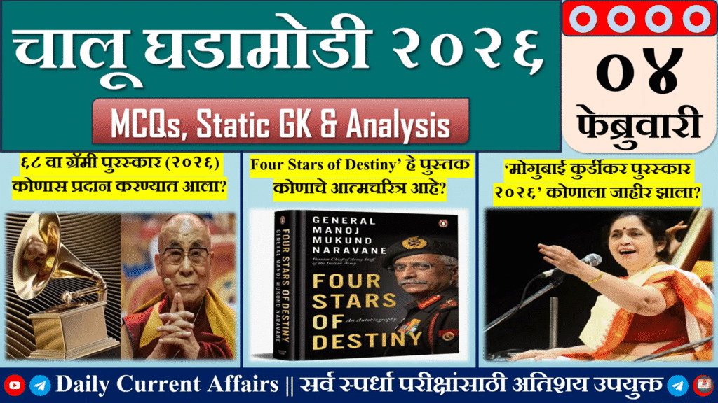 Current Affairs | चालू घडामोडी | 04 FEB 2026
